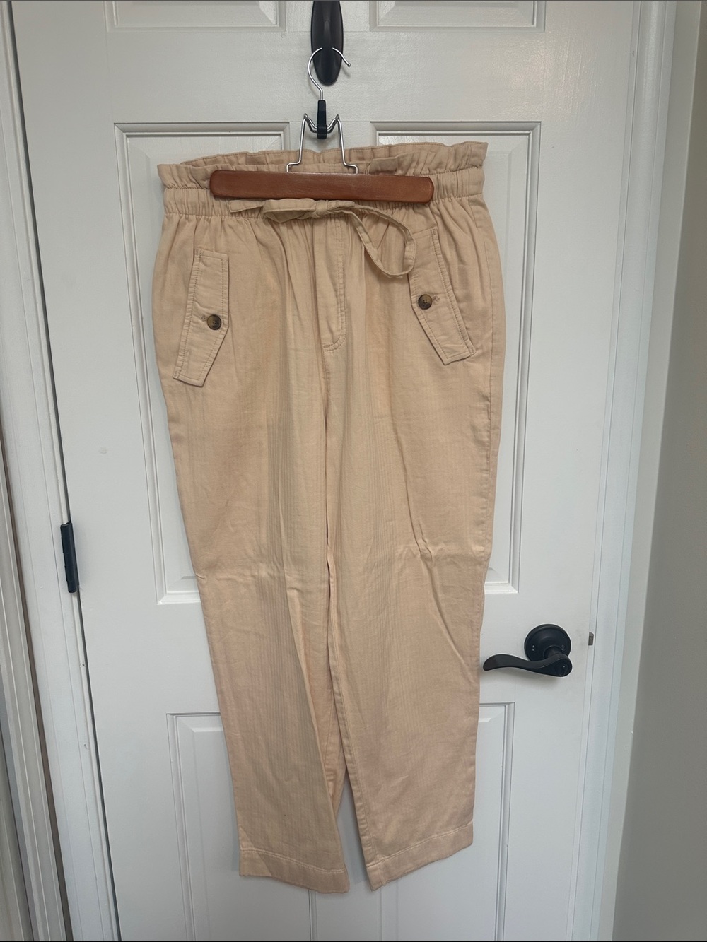 LOFT Beige Paperbag Waist Chinos